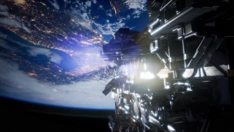 nave espacial con vista al espacio y al planeta tierra