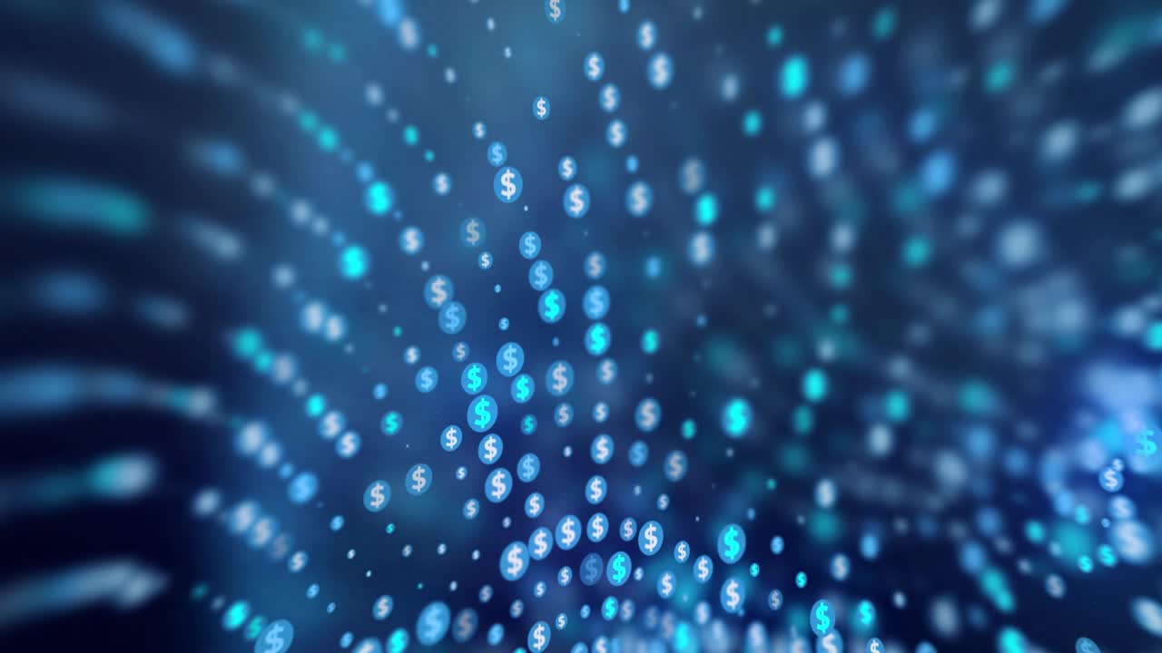 Economic Wavy Glowing Shiny Luxury Dot Abstract Dollar Background Blue