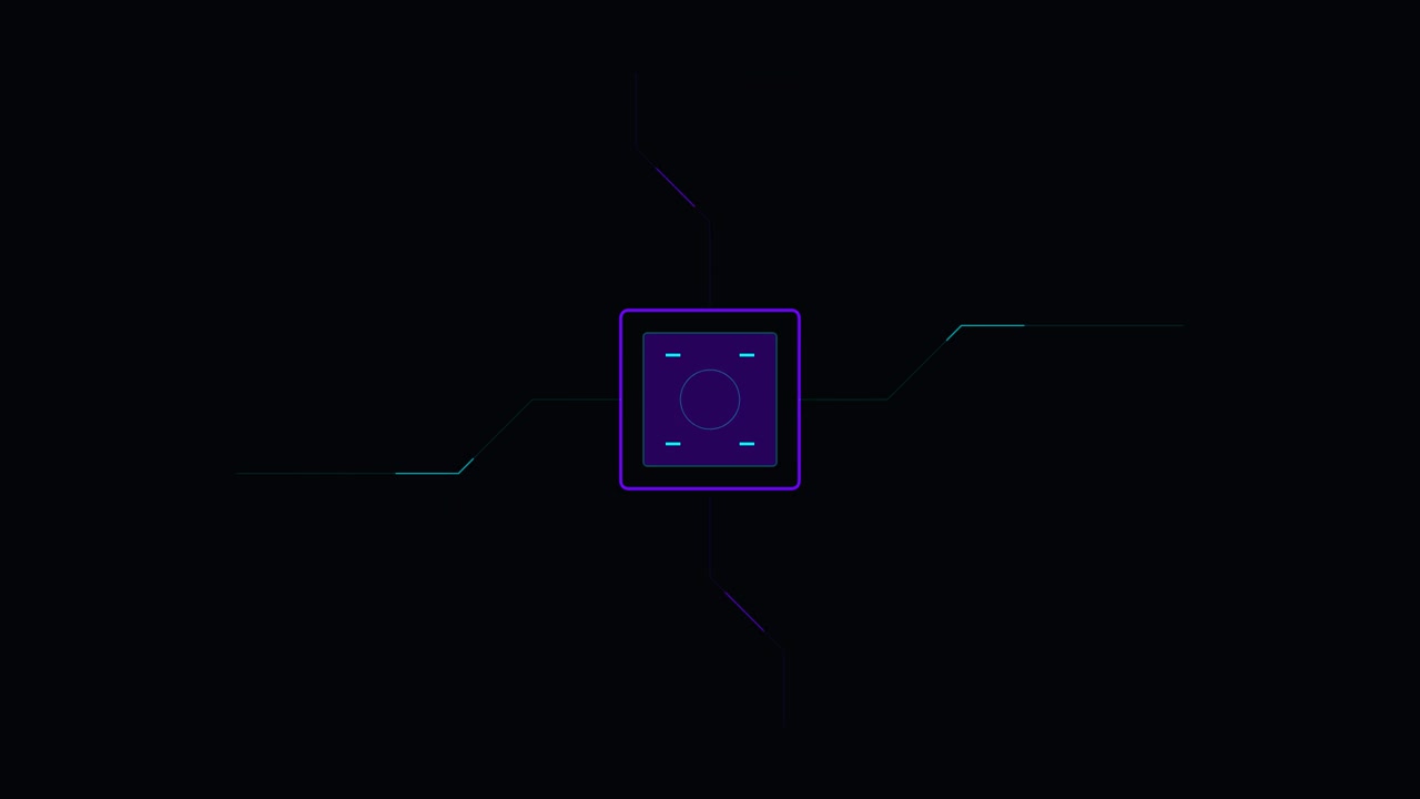 Digital Circuit Processor Animation with Glowing Data Lines