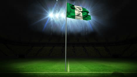 Bandera-Nacional-De-Nigeria-Ondeando-En-El-Asta-De-La-Bandera