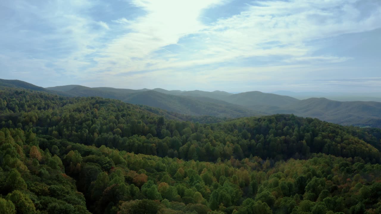 Aerial View Of Lush Foliage In Shenandoah National Park, Virginia, United States During Autumn Season