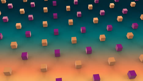 moving 3d cubes on orange and blue background