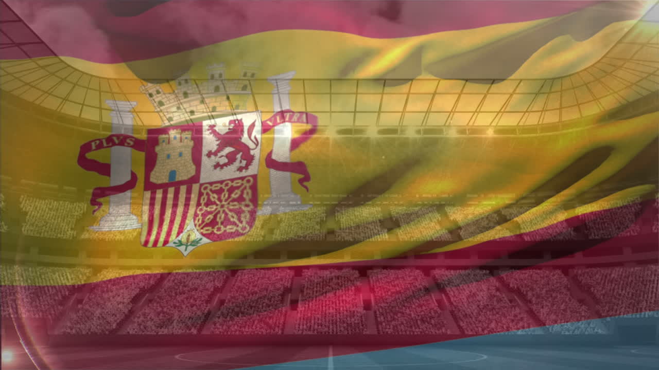 bandera española en el fondo de un estadio