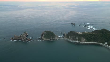 scenic pacific coastline in barra de navidad jalisco mexico aerial sunset