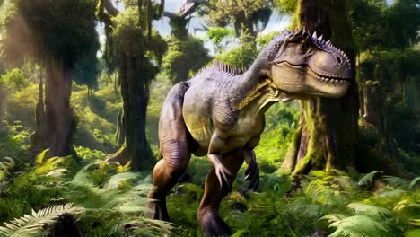 tyrannosaurus rex en un entorno exuberante de la jungla