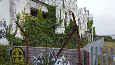 soldiers point house aerial view across secured abandoned coastal holyhead victorian castle mansion