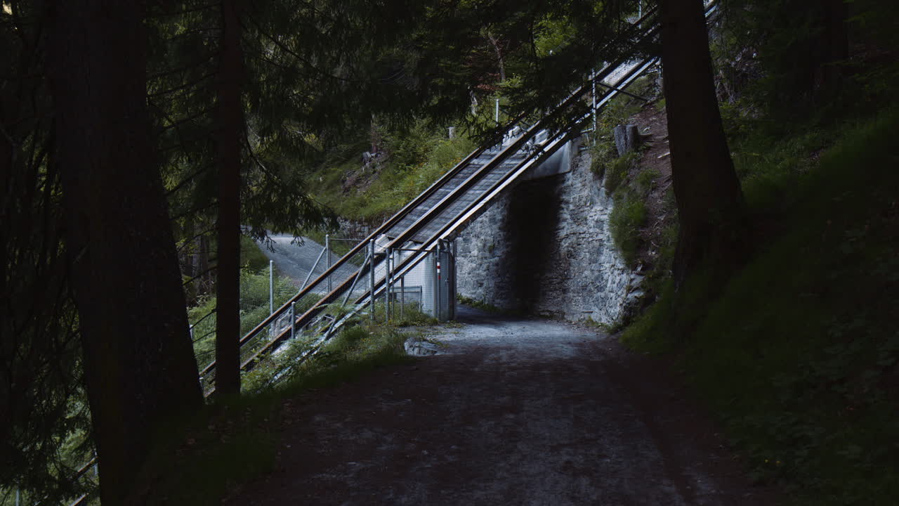 Dolly View Towards Funicular Lift Railway Facilities on