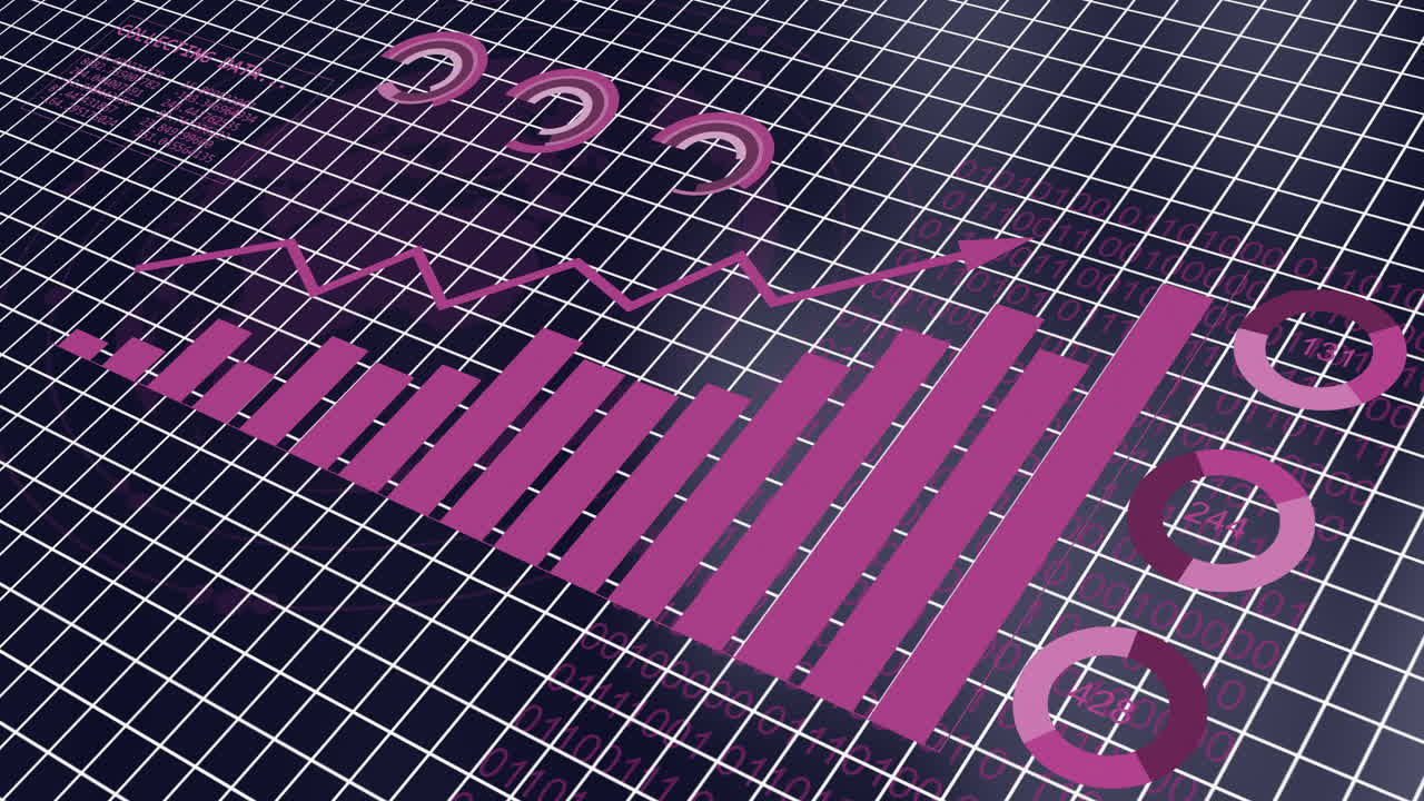 animación del procesamiento de datos financieros sobre un fondo oscuro