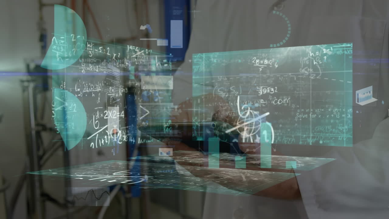 animación del procesamiento de datos sobre las manos utilizando una tableta