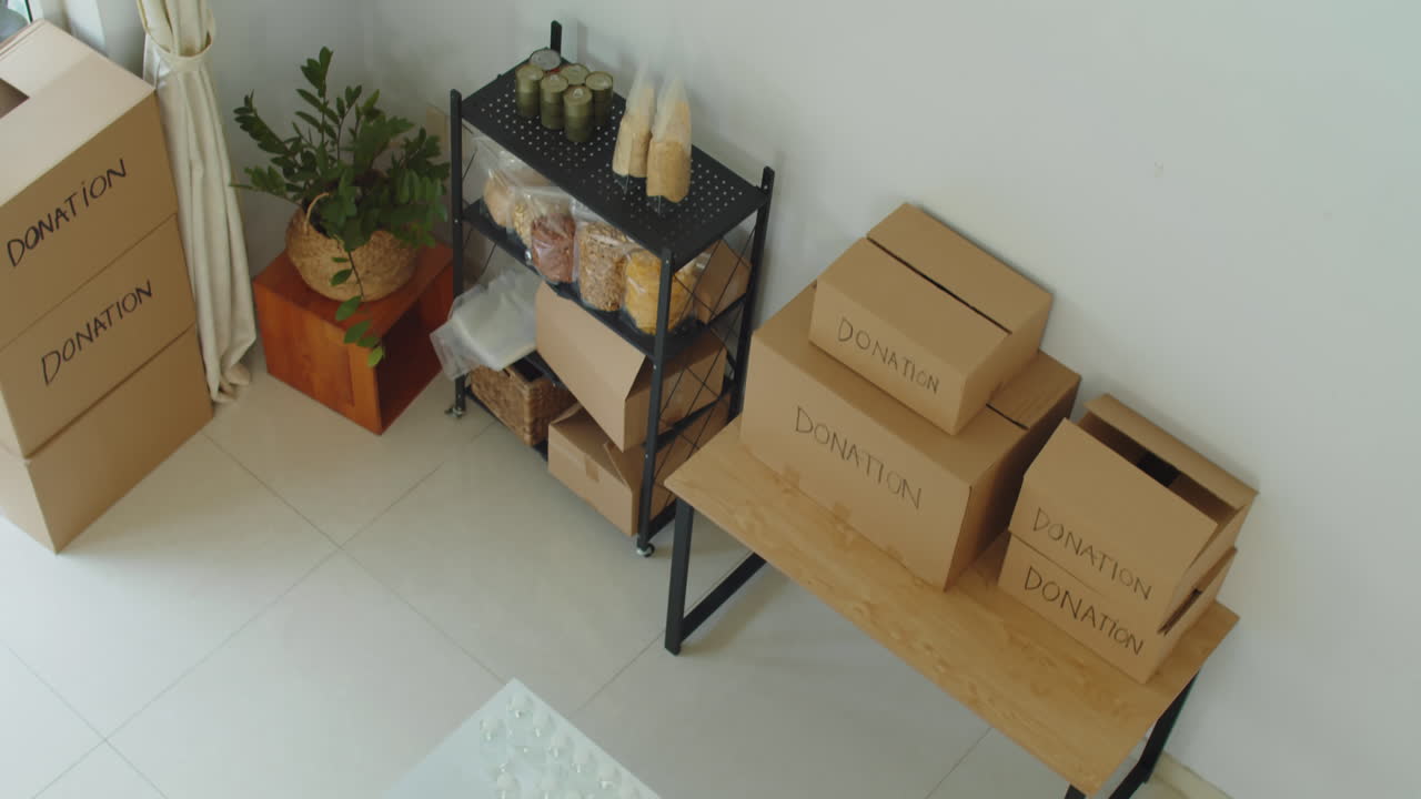 Volunteer Center with Necessities for Donation Top View