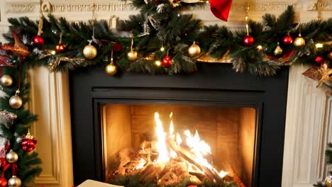 cozy christmas fireplace with presents