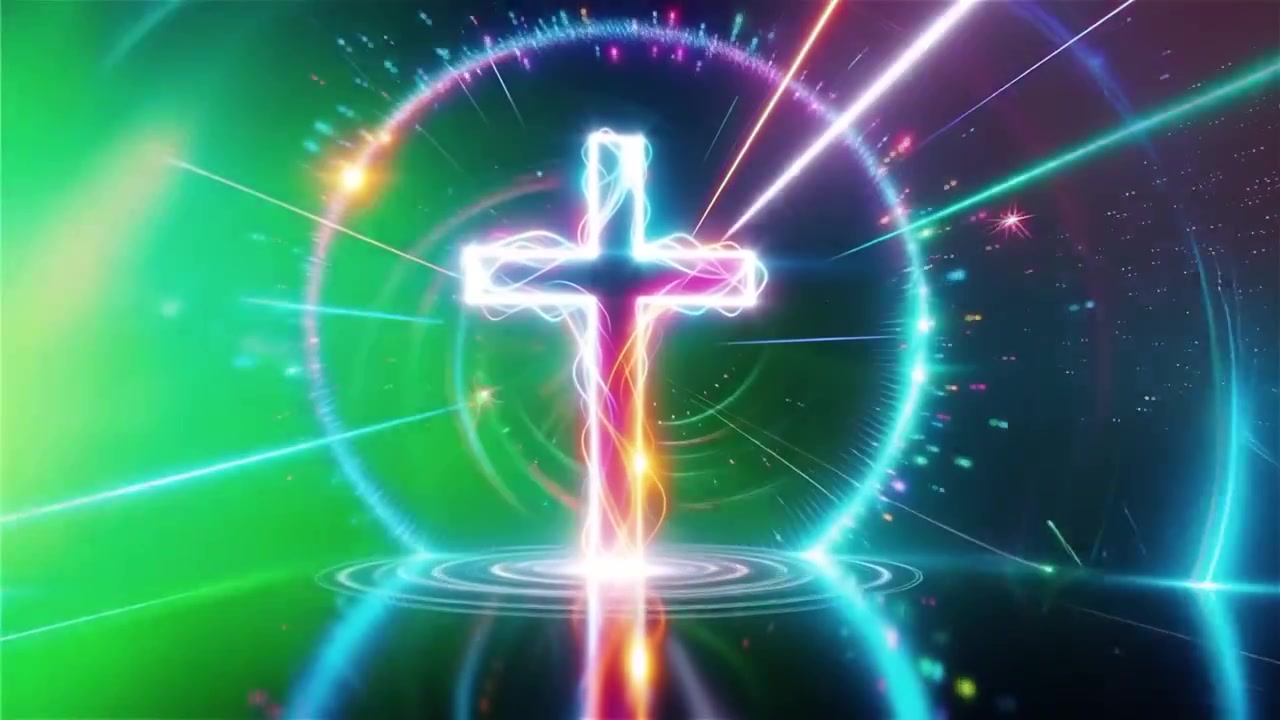 Croce Cristiana Luce Celestiale Sfondo per il Culto.