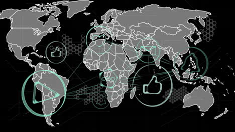 Animation-of-social-media-icons-and-data-processing-over-world-map-on-dark-background