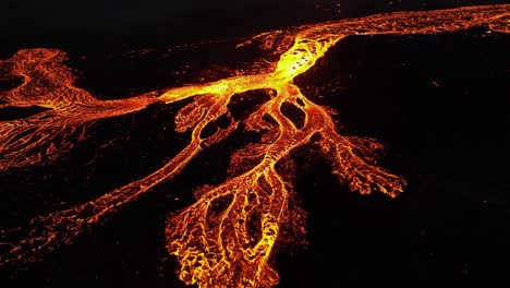 la difusión de lava crea un patrón de vena único