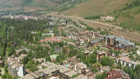 Part-2-of-2-flying-over-Vail-and-Vail-Village-in-the-Rocky-Mountains,-Colorado