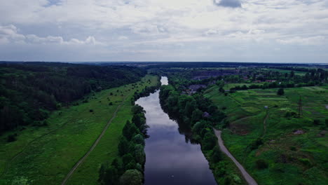 aerial view of green forest and river