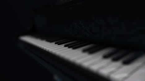 close-up view of a piano keyboard