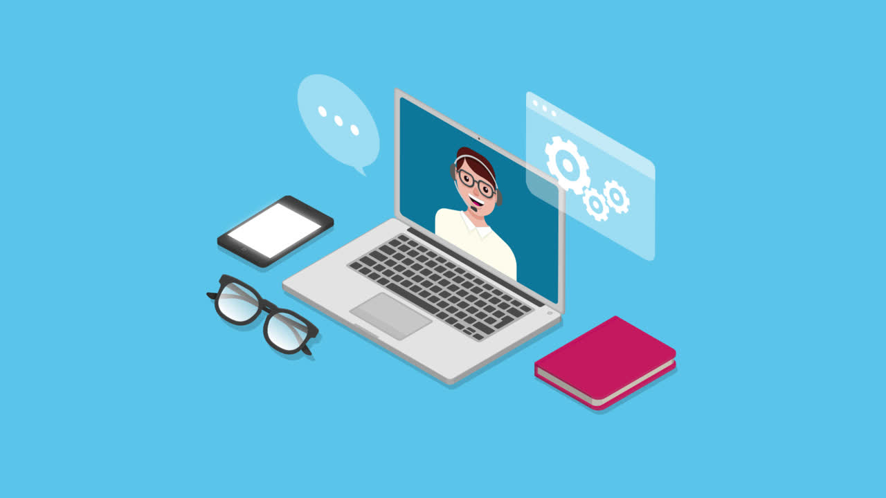 이소메트릭 웨비나 배경의 모션 그래픽