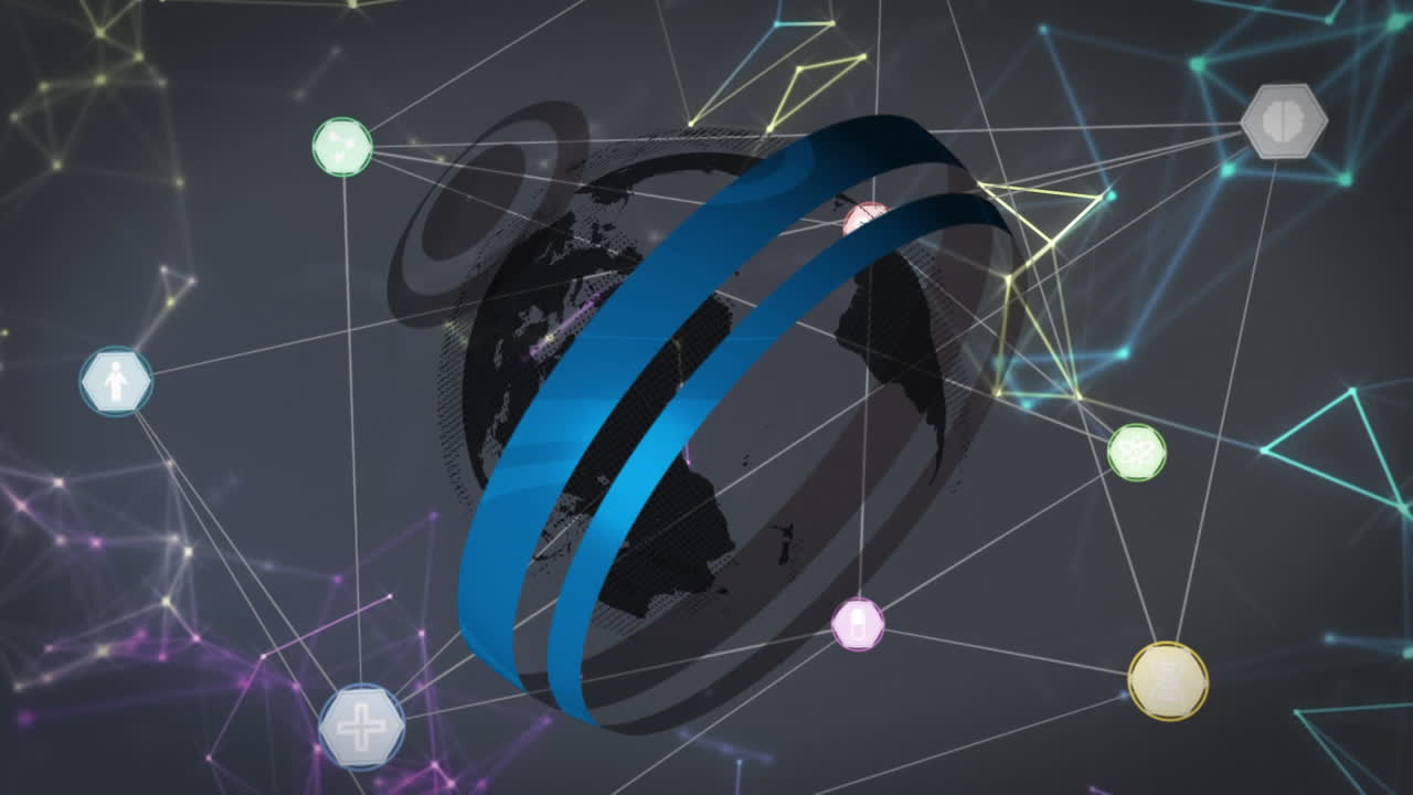 red 3d que rodea el globo terrestre 3d