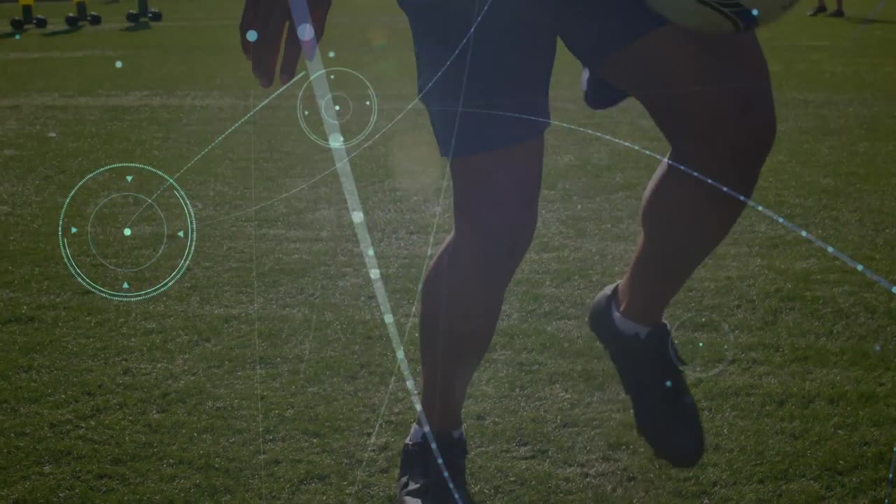 축구 경기장에서 연습하는 축구 선수들에 대한 연결 네트워크의 활성화