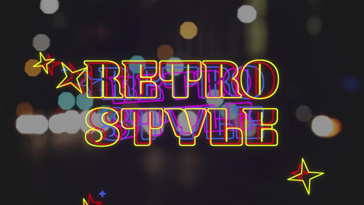 Motion Graphics con Testo Animato in Stile Neon Retrò