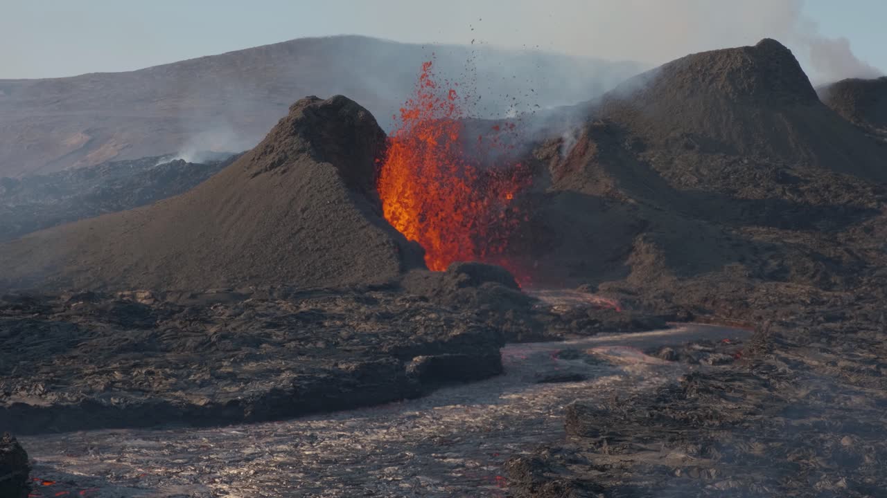 아이슬란드 파그라달스피알(fagradalsfjall) 근처의 장엄한 화산 폭발