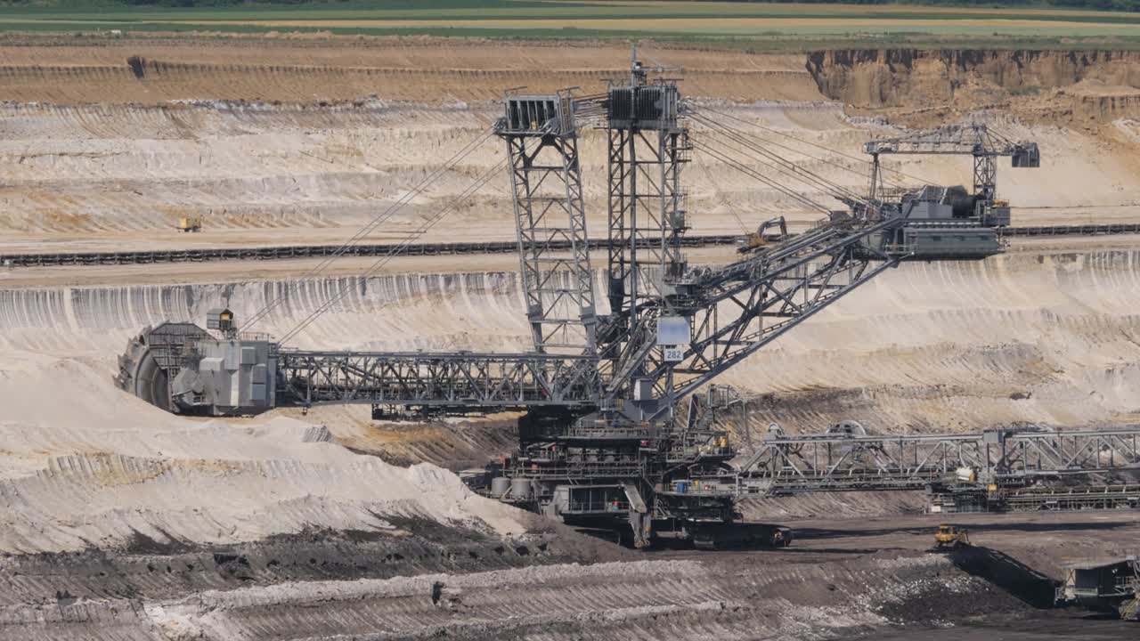 Large bucket wheel excavator in Hambach opencast lignite mine in the Rhenish lignite mining area near Düren