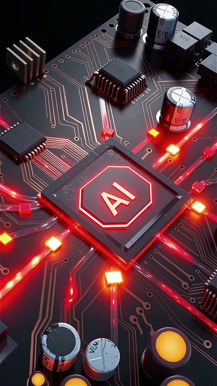Futuristic AI Chip Motherboard Technology Background