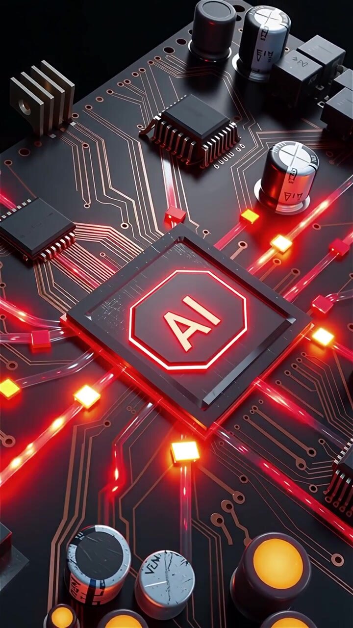 Futuristic AI Chip Motherboard Technology Background