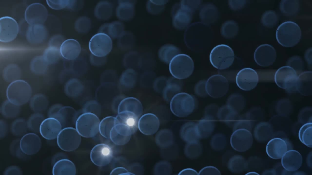 animación de círculos azules y bokeh brillante