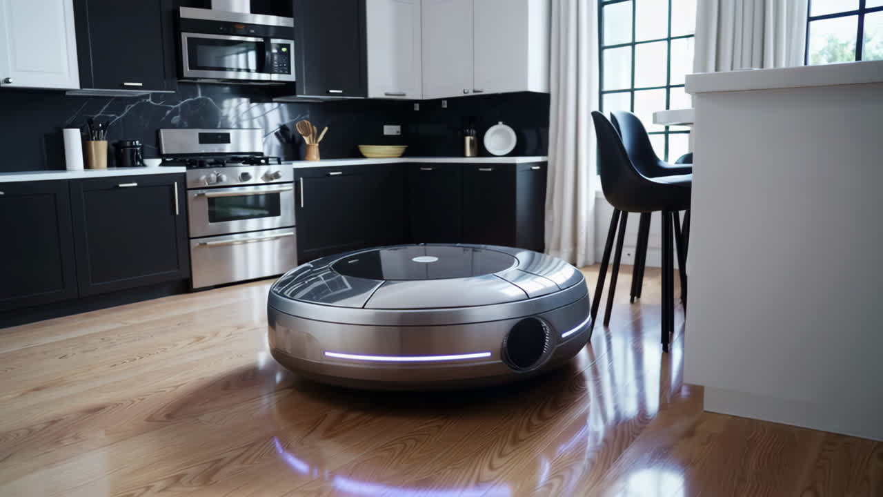 Robot Vacuum in Modern Kitchen