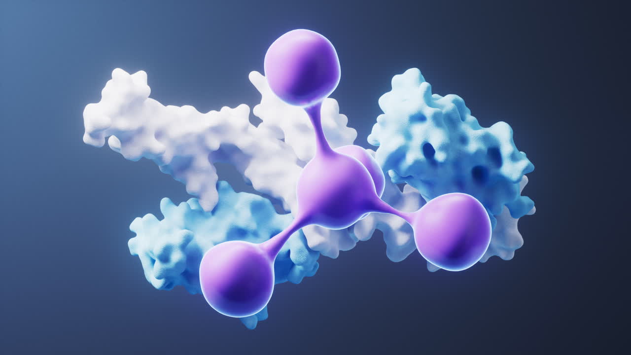 생물학적 단백질과 분자, 3d 렌더링