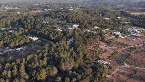 Panoramic-Aerial-View-Of-Holiday-Resort-With-Apartment-Accommodation-In-Casa-Sukha,-Ibiza-Spain