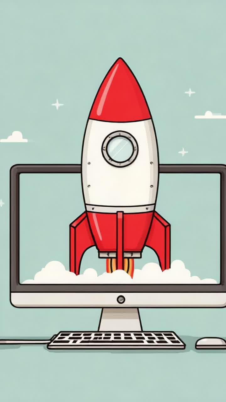 A Vibrant Rocket Launching from a Computer Screen, Symbolizing Innovation, Technology, and Digital Transformation in a Modern Era