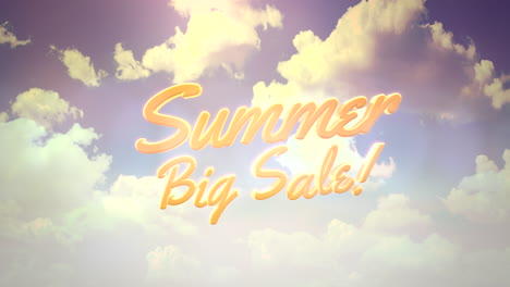 Animated-closeup-text-Summer-Big-Sale-and-blue-cloudy-sky