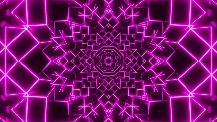 Purple abstract background with star in the center. Kaleidoscope VJ loop
