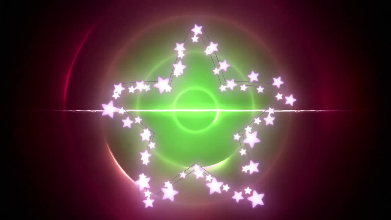 녹색 원 위에 복사 공간과 함께 크리스마스 장식 요정 불빛의 애니메이션