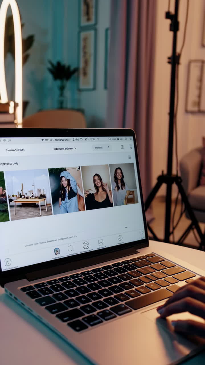 Woman Browsing Instagram on Laptop