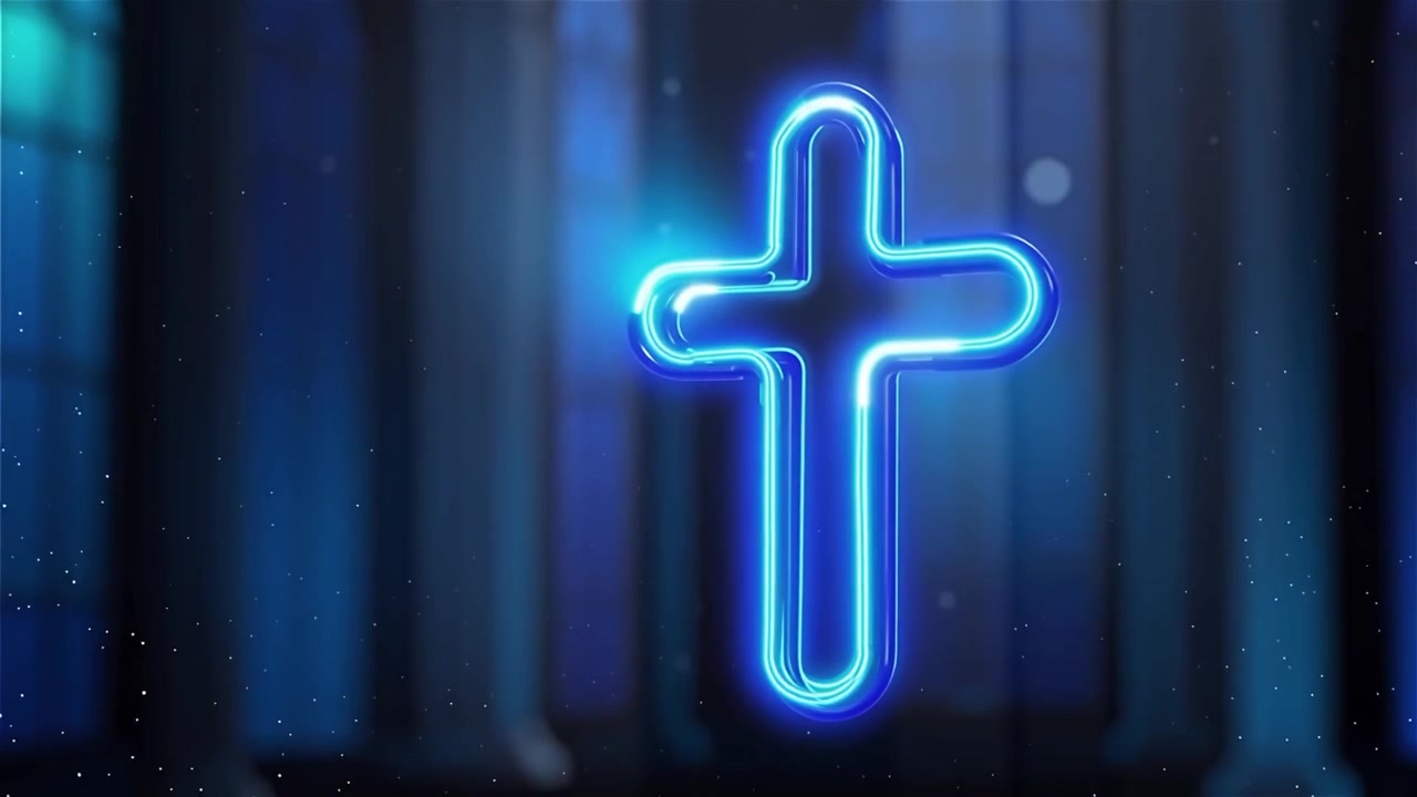 Croce Cristiana Luce Celestiale Sfondo per il Culto.