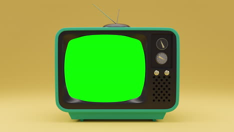 vintage tv turn on and off with glitch and green screen 4k modern