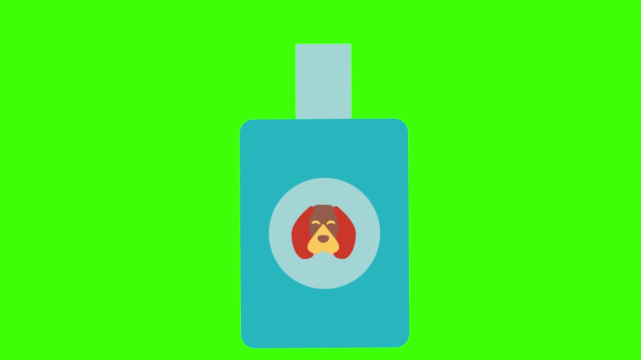 animation of dogs Shampoo icon on a green screen