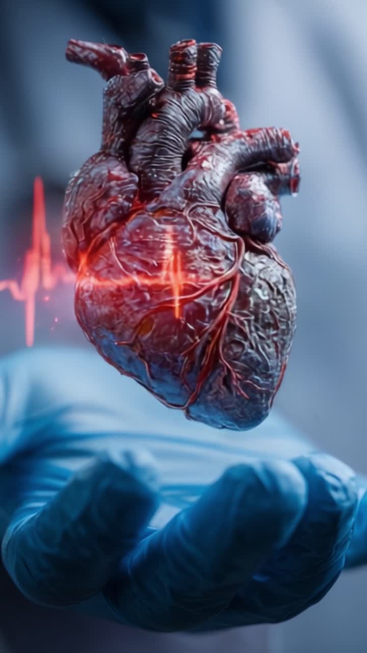 A Captivating Visual Representation of the Human Heart: Symbolizing Life, Emotion, and Vitality in a Stunning 3D Illustration with EKG Signal