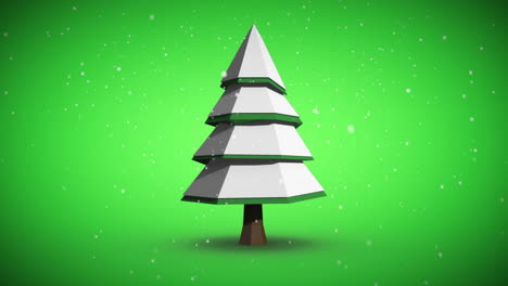 Snow-falling-on-revolving-fir-tree