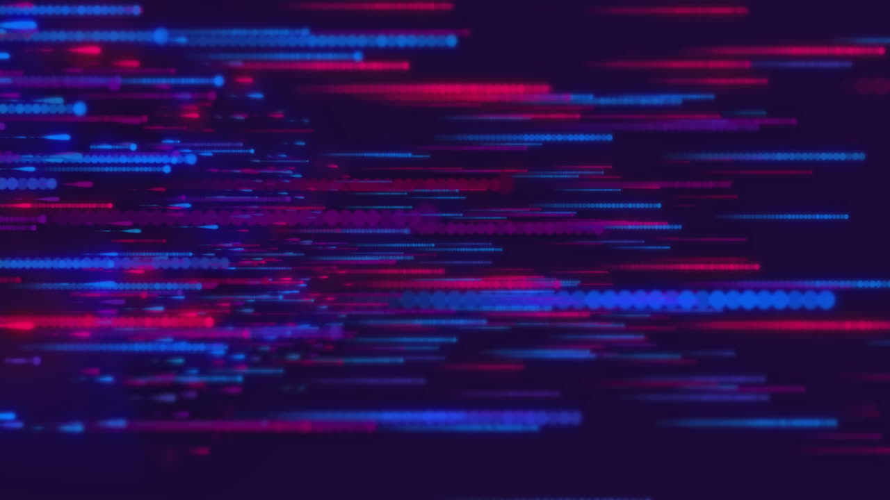 Animation of glowing light trails moving over black background