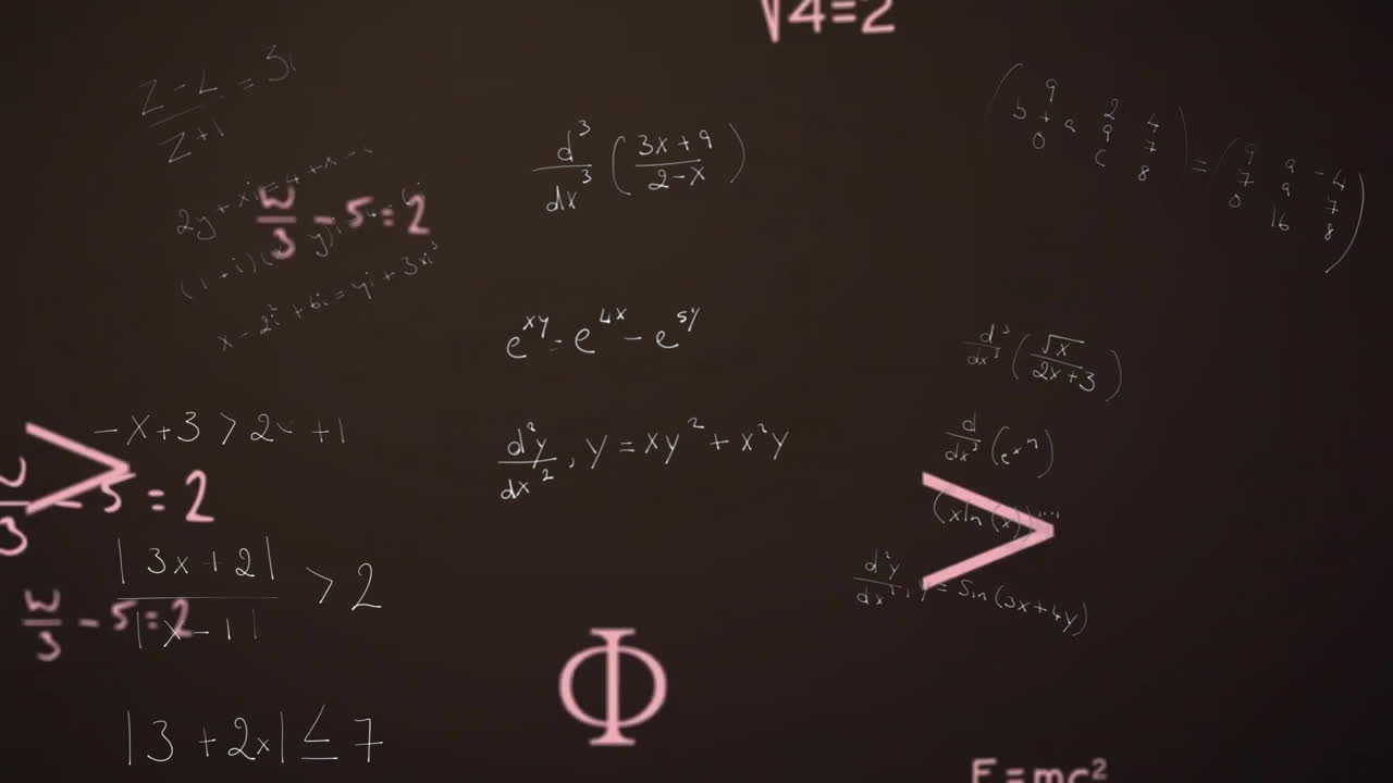 暗い背景に数学的方程式とシンボルをアニメーション化する