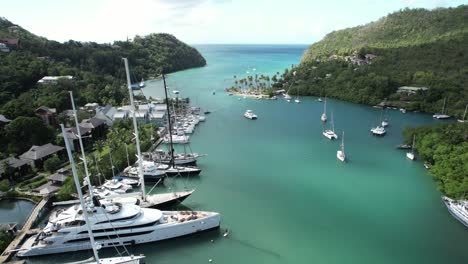 Superyachts-docked-in-Marigot-Bay