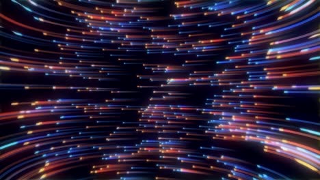 la luz naranja y azul fluye hacia la izquierda y la derecha. animación de gráficos abstractos. un fondo de imaginación y creatividad.