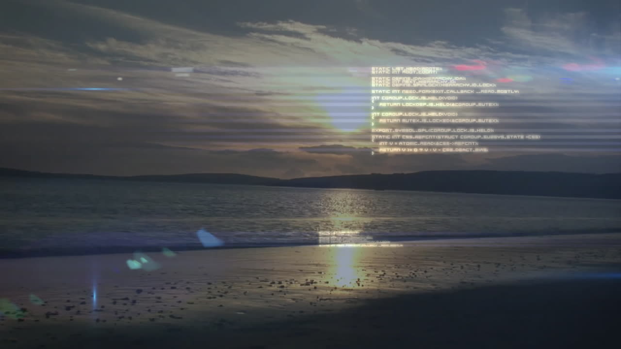 Animation of sea and beach and data processing