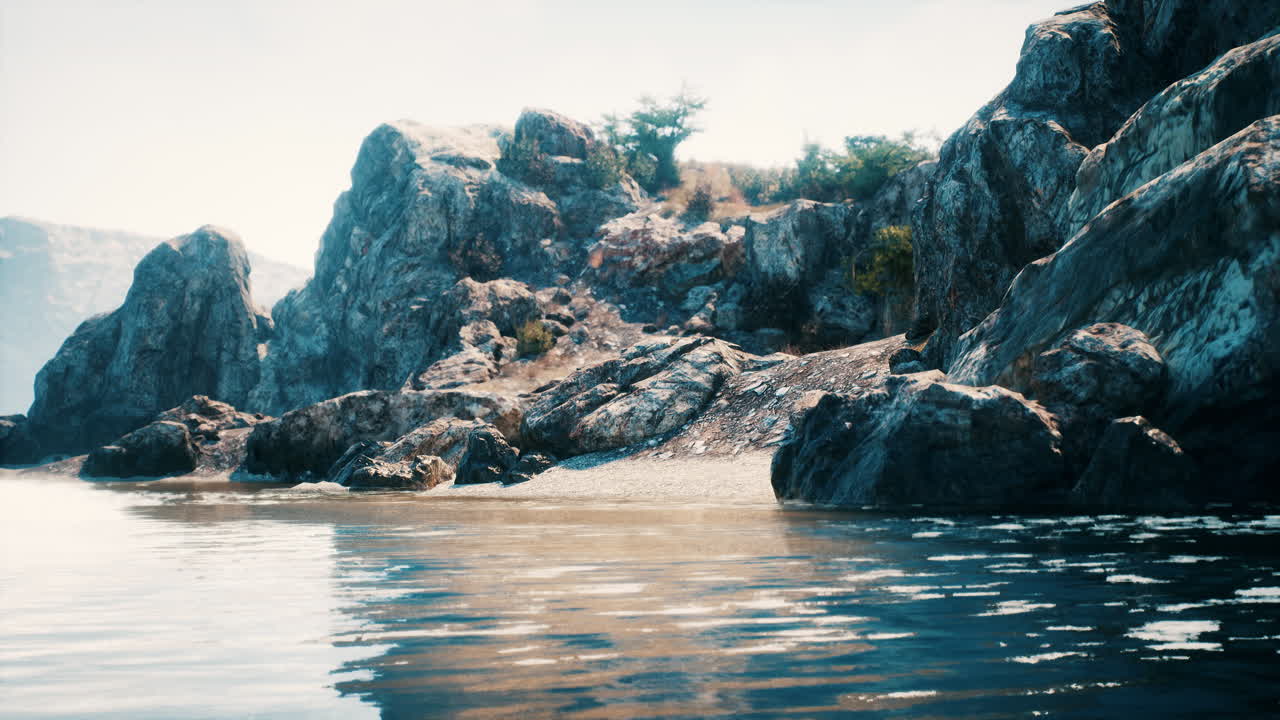 water level to the steep coastal cliffs of the coast of the sea lagoon