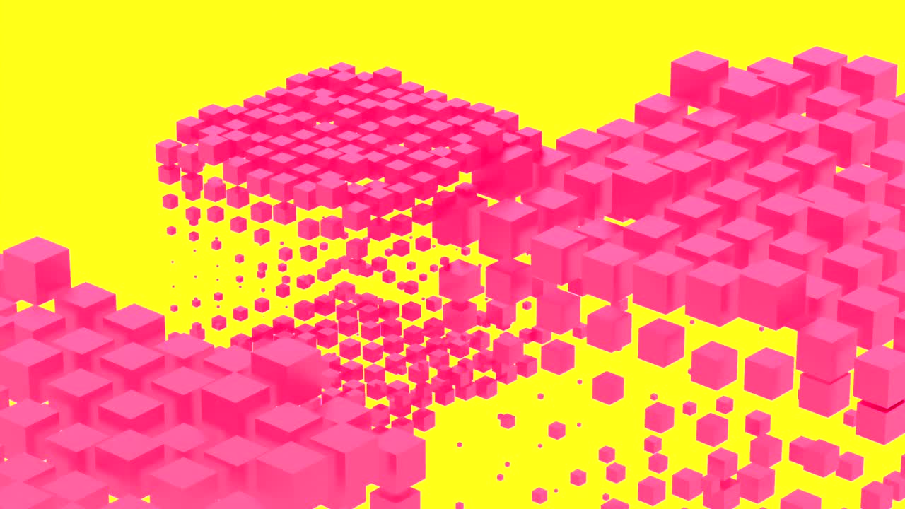 cubos rosados sobre un fondo amarillo